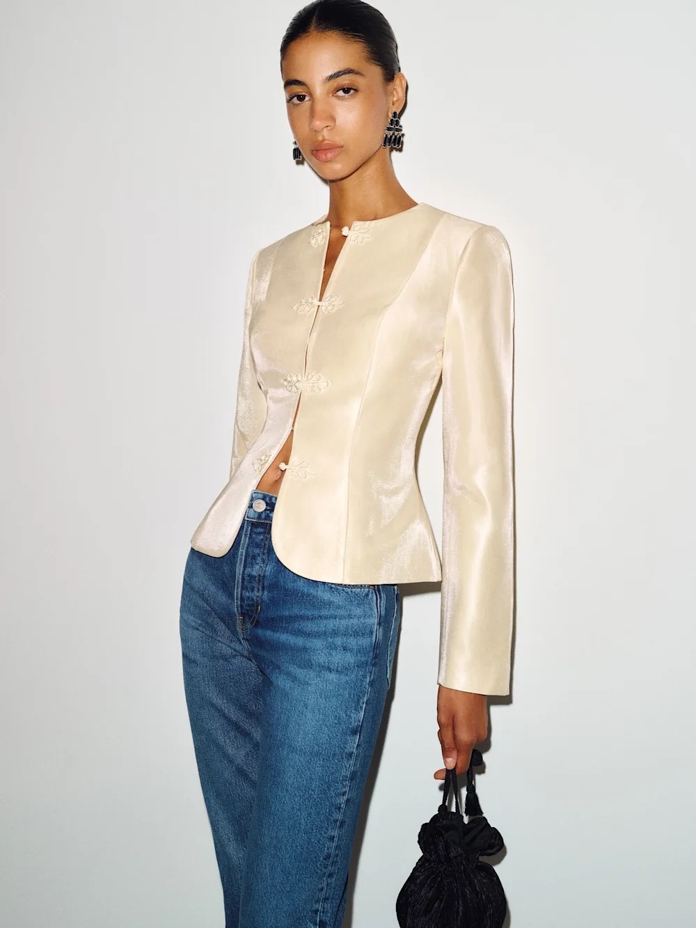 Reformation Regin Jacket, Ivory, Large
